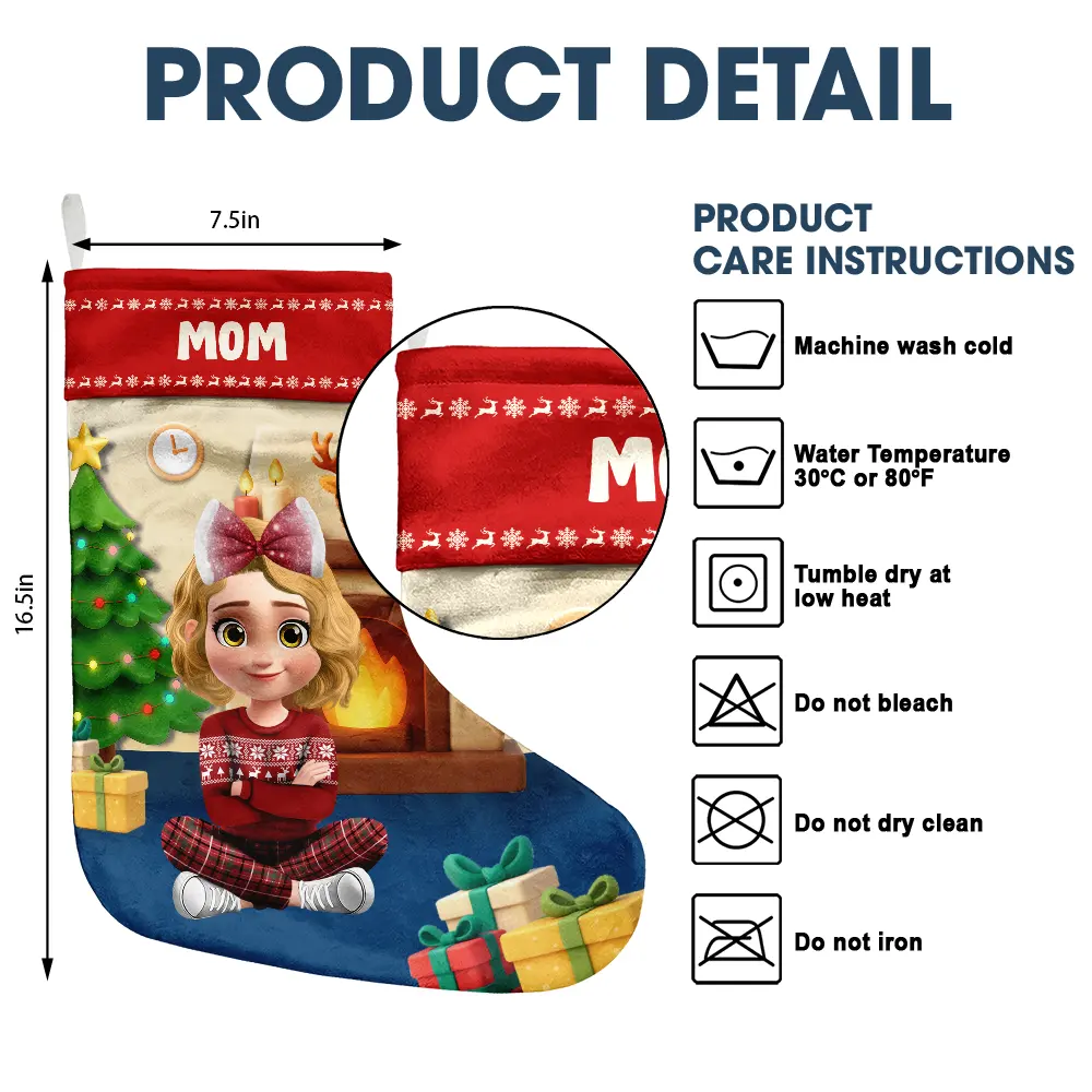 Together For Christmas 3D Effect Family Sitting - Personalized Christmas Stocking - Image 5