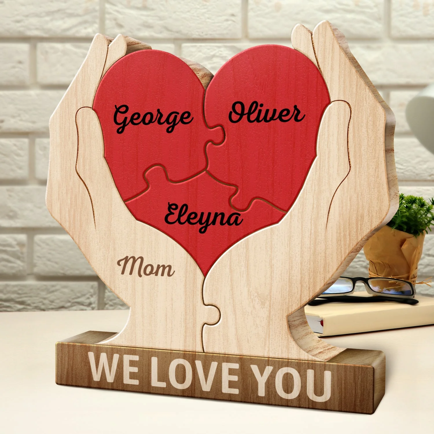 Together Forever Family Hands - Gift For Parents, Father, Mother - Personalized Custom Shaped Wooden Puzzle - Image 3