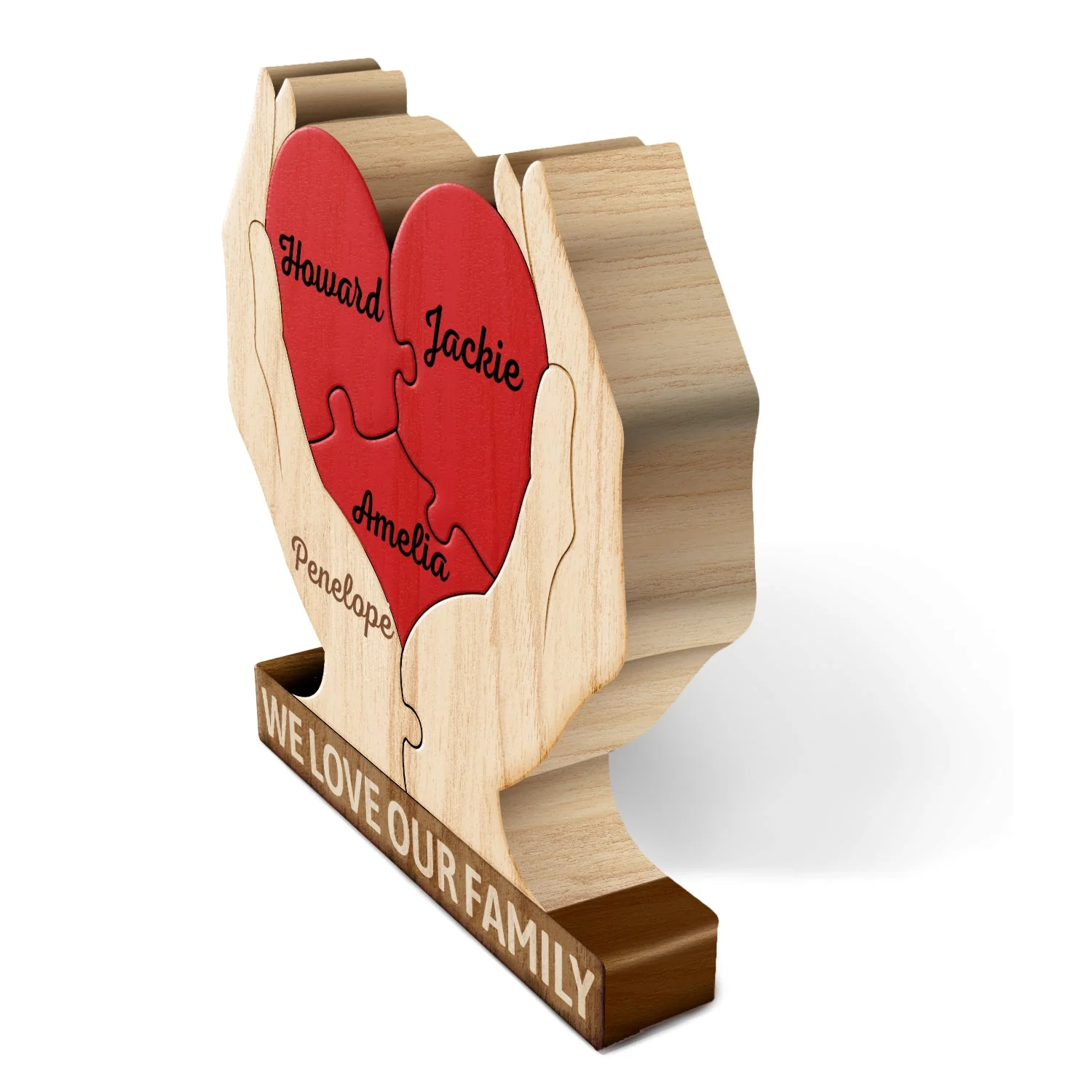 Together Forever Family Hands - Gift For Parents, Father, Mother - Personalized Custom Shaped Wooden Puzzle - Image 4