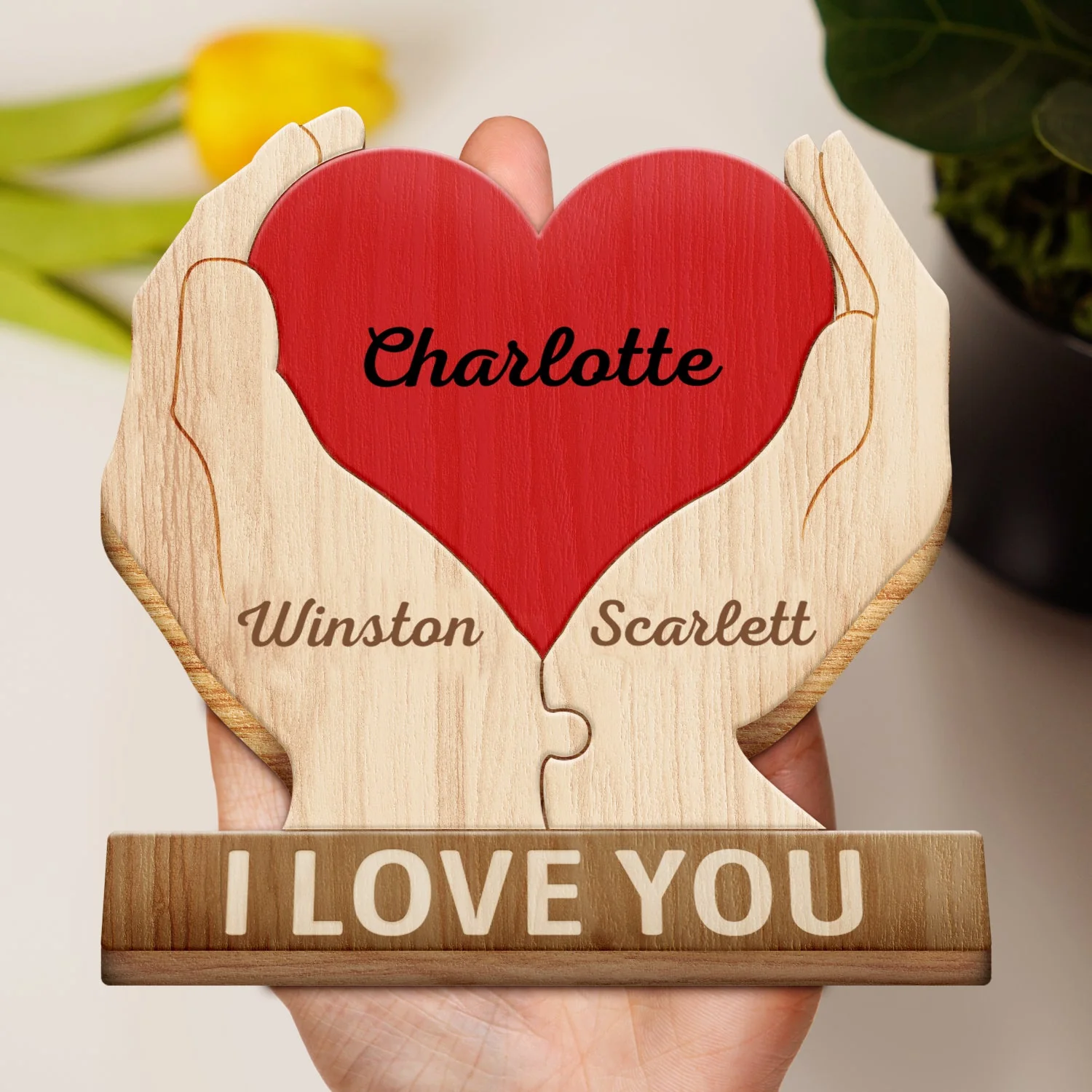 Together Forever Family Hands - Gift For Parents, Father, Mother - Personalized Custom Shaped Wooden Puzzle - Image 5
