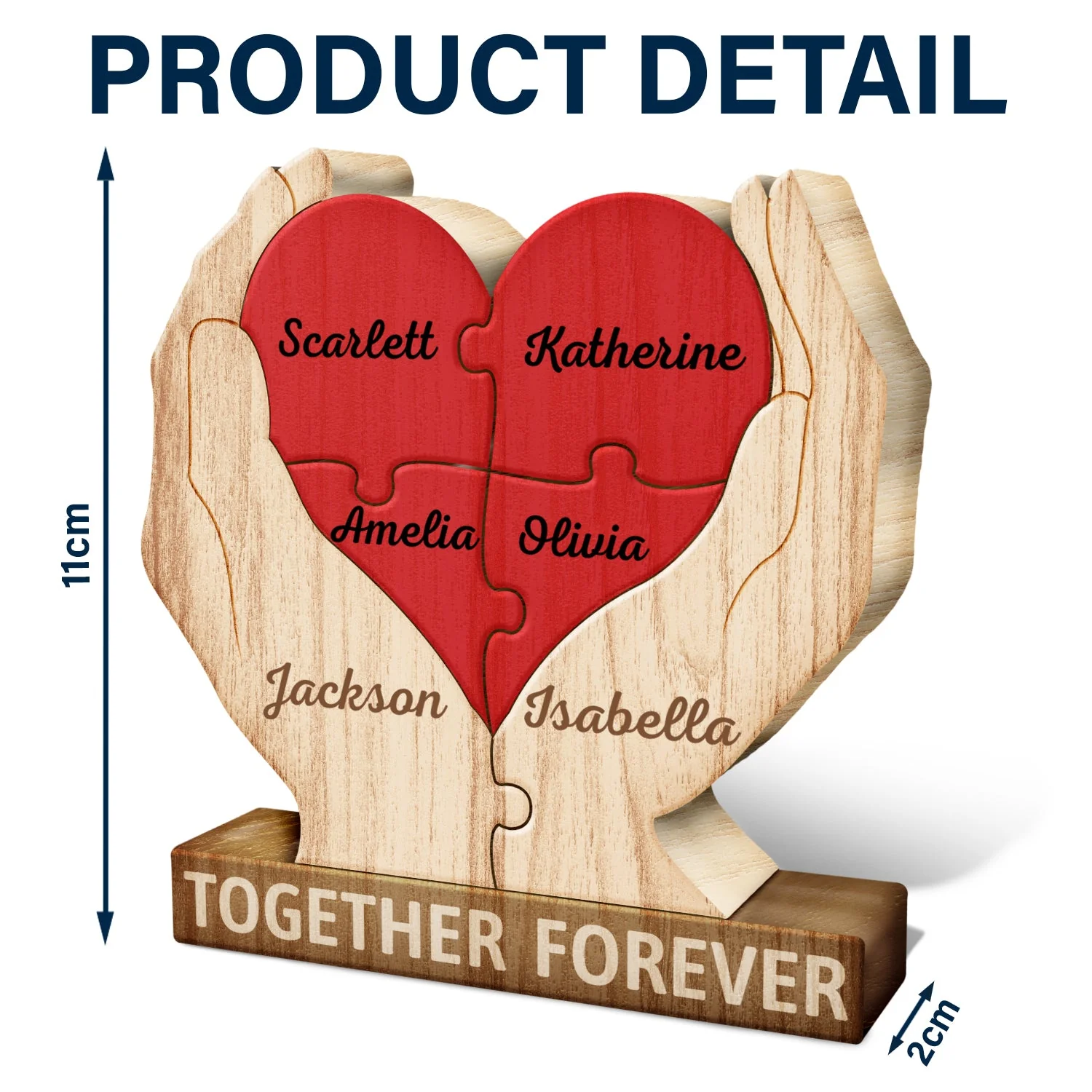 Together Forever Family Hands - Gift For Parents, Father, Mother - Personalized Custom Shaped Wooden Puzzle - Image 6
