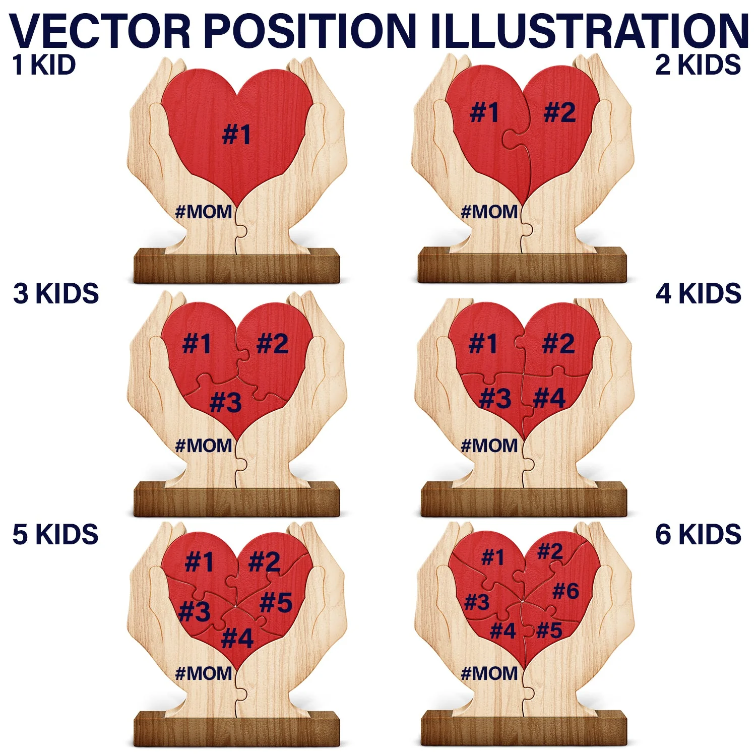 Together Forever Family Hands - Gift For Parents, Father, Mother - Personalized Custom Shaped Wooden Puzzle - Image 7