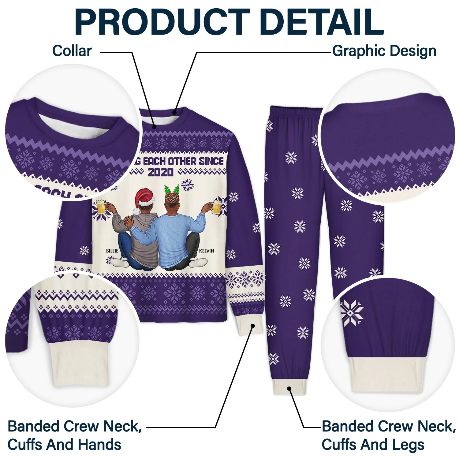 Together Since - Christmas Gift For Couples, Husband, Wife - Personalized Unisex Pajamas Set - Image 4