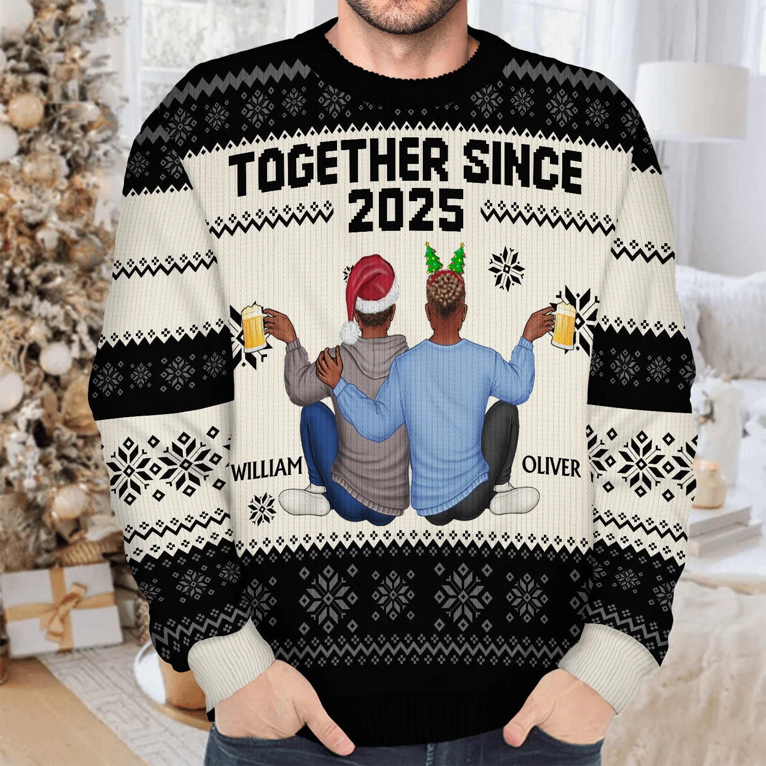 Together Since - Christmas Gift For Couples, Husband, Wife - Personalized Unisex Ugly Sweater - Image 4