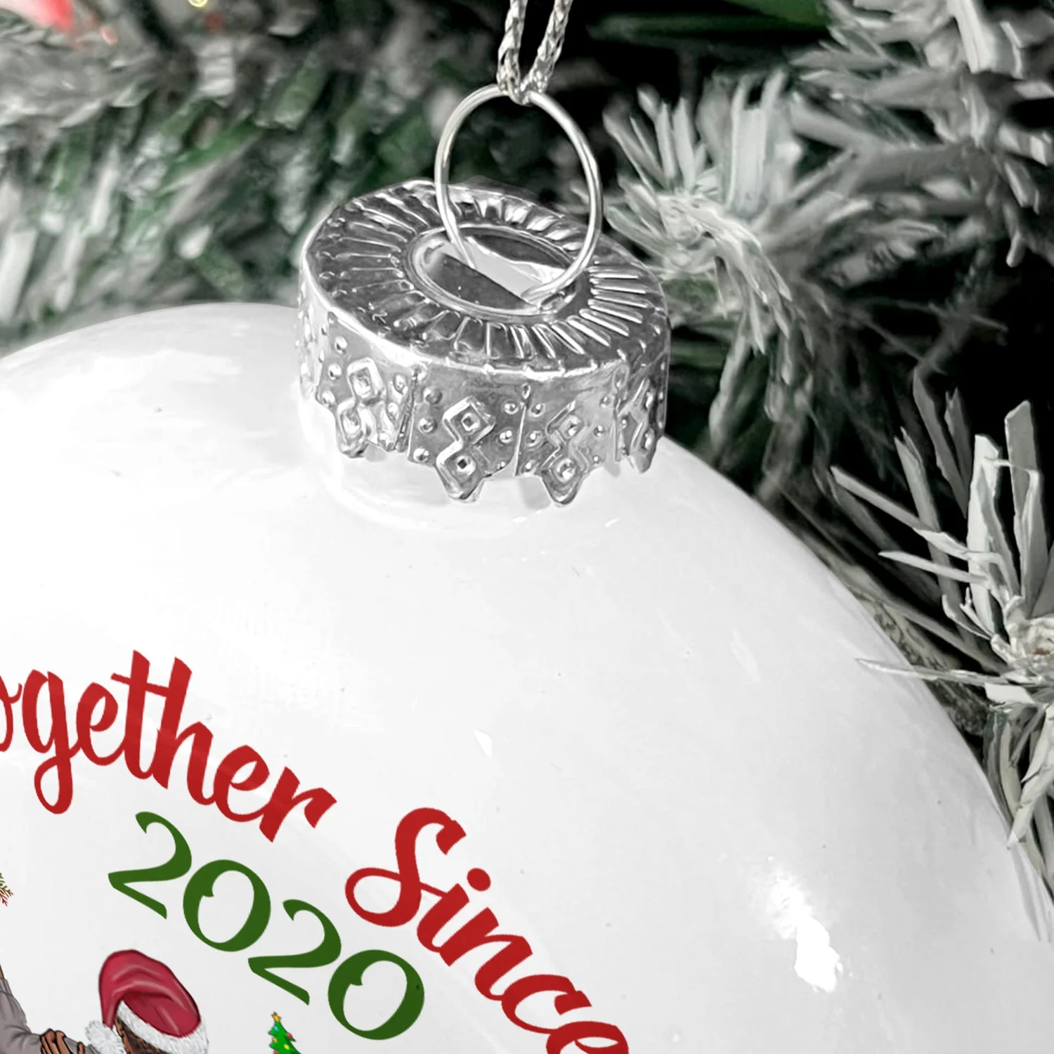 Together Since - Christmas Gift For Couples, Husband, Wife - Personalized White Flat Ball Ornament - Image 5