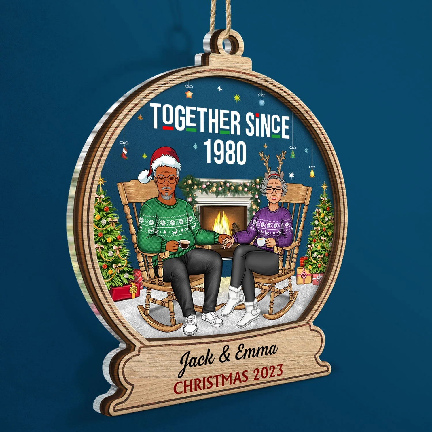 Together Since - Christmas Gift For Couples - Personalized 2-Layered Mix Ornament - Image 2