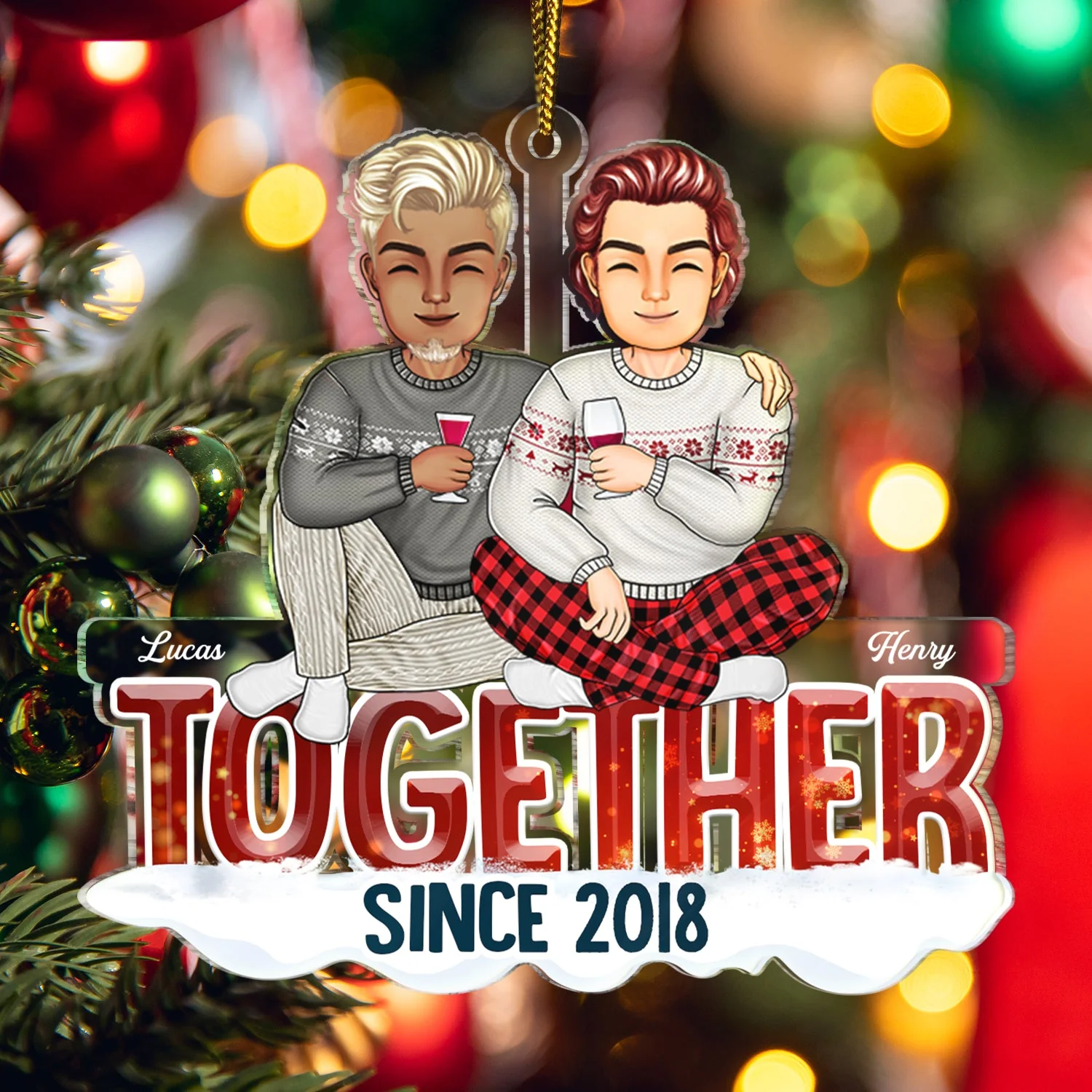 Together Since - Christmas Gift For Couples - Personalized Cutout Acrylic Ornament - Image 5