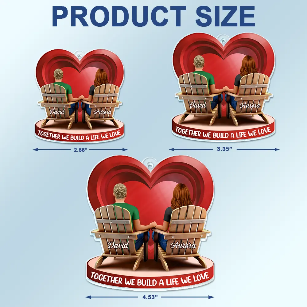 Together Since Couple 3D Effect - Personalized Acrylic Car Hanger - Image 4