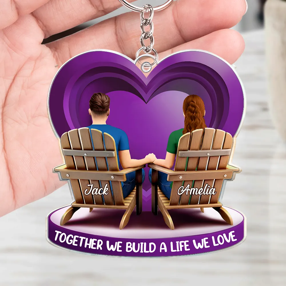 Together Since Couple 3D Effect - Personalized Acrylic Keychain - Image 4