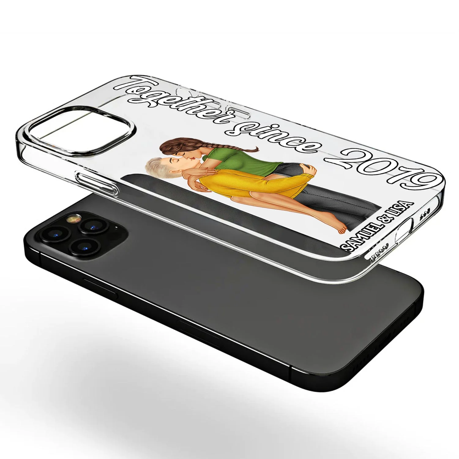 Together Since Couple Kissing - Loving, Anniversary Gift For Spouse, Husband, Wife - Personalized Clear Phone Case - Image 3
