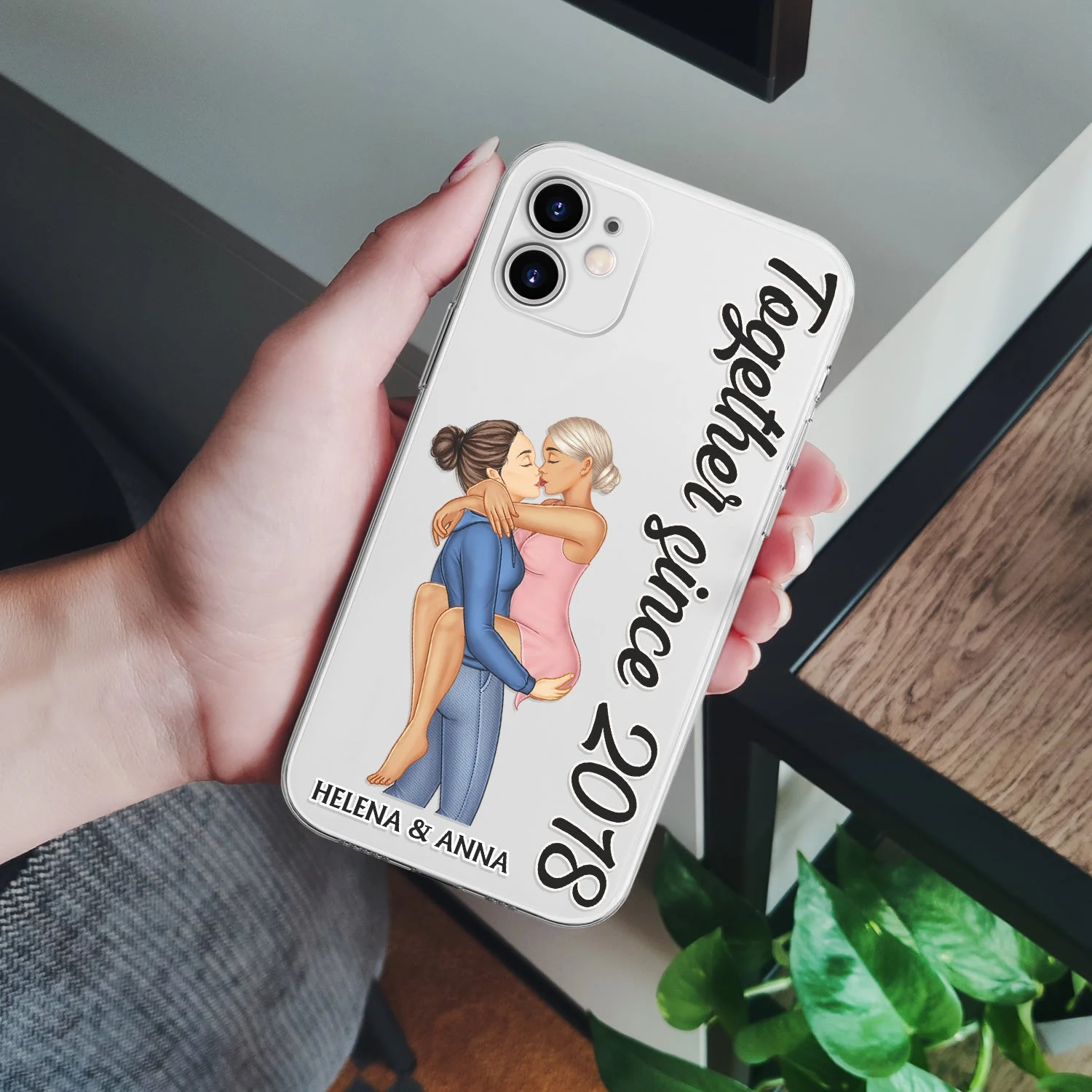 Together Since Couple Kissing - Loving, Anniversary Gift For Spouse, Husband, Wife - Personalized Clear Phone Case - Image 4