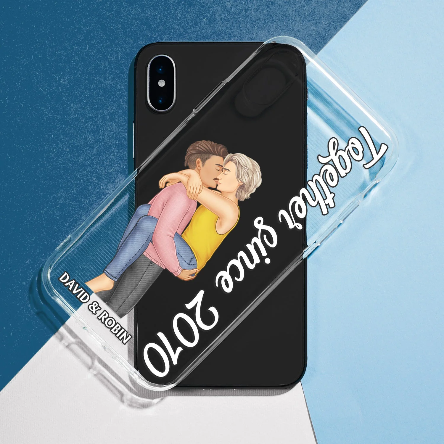 Together Since Couple Kissing - Loving, Anniversary Gift For Spouse, Husband, Wife - Personalized Clear Phone Case - Image 5