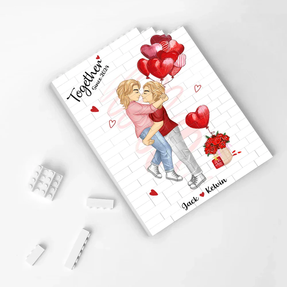 Together Since Couples - Personalized Vertical Rectangle Building Brick Blocks - Image 3