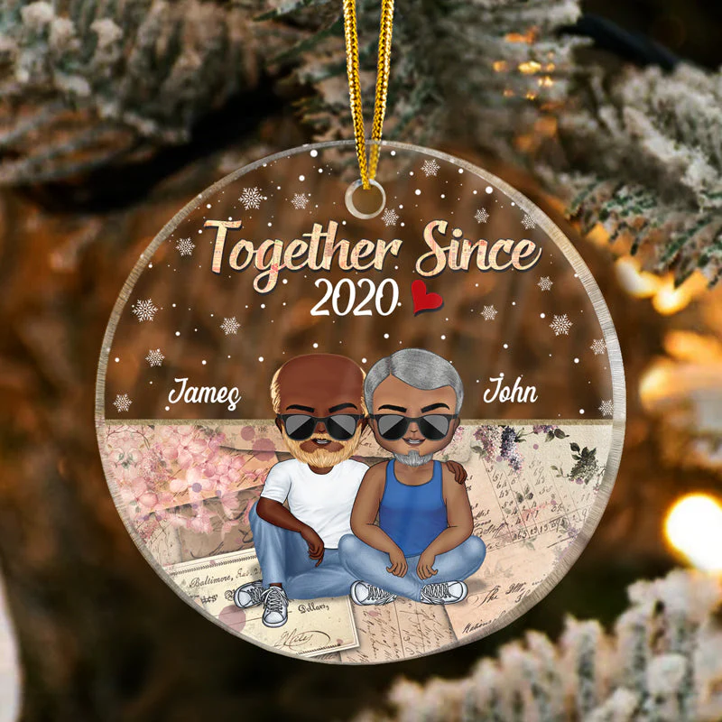 Together Since Husband Wife Christmas - Couple Gift - Personalized Custom Circle Acrylic Ornament - Image 3