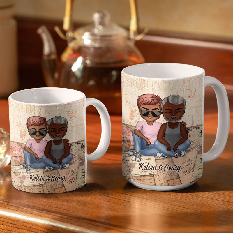 Together Since Husband Wife - Couple Gift - Personalized Custom White Edge-to-Edge Mug - Image 3
