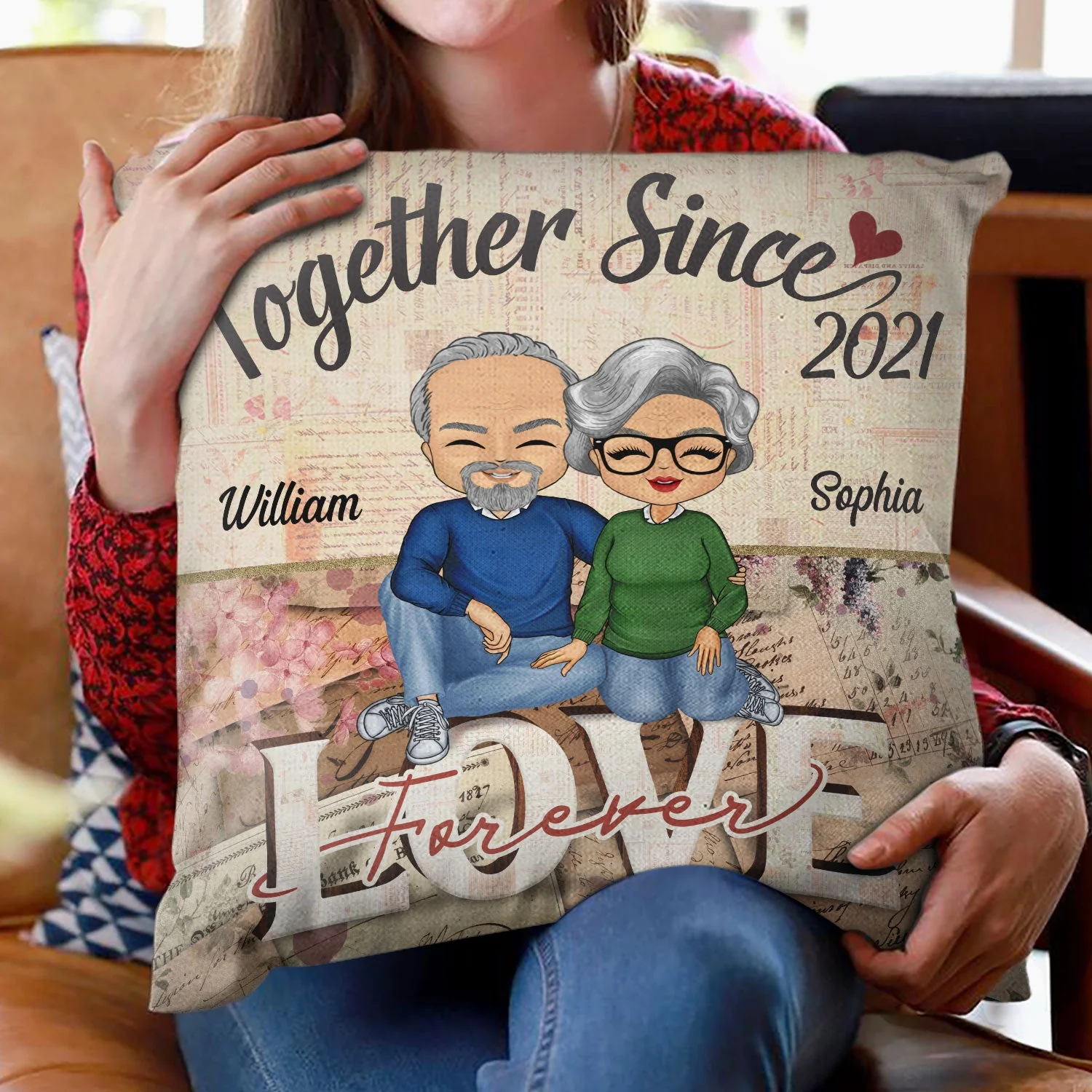 Together Since Love Forever Husband Wife - Couple Gift - Personalized Custom Pillow - Image 2