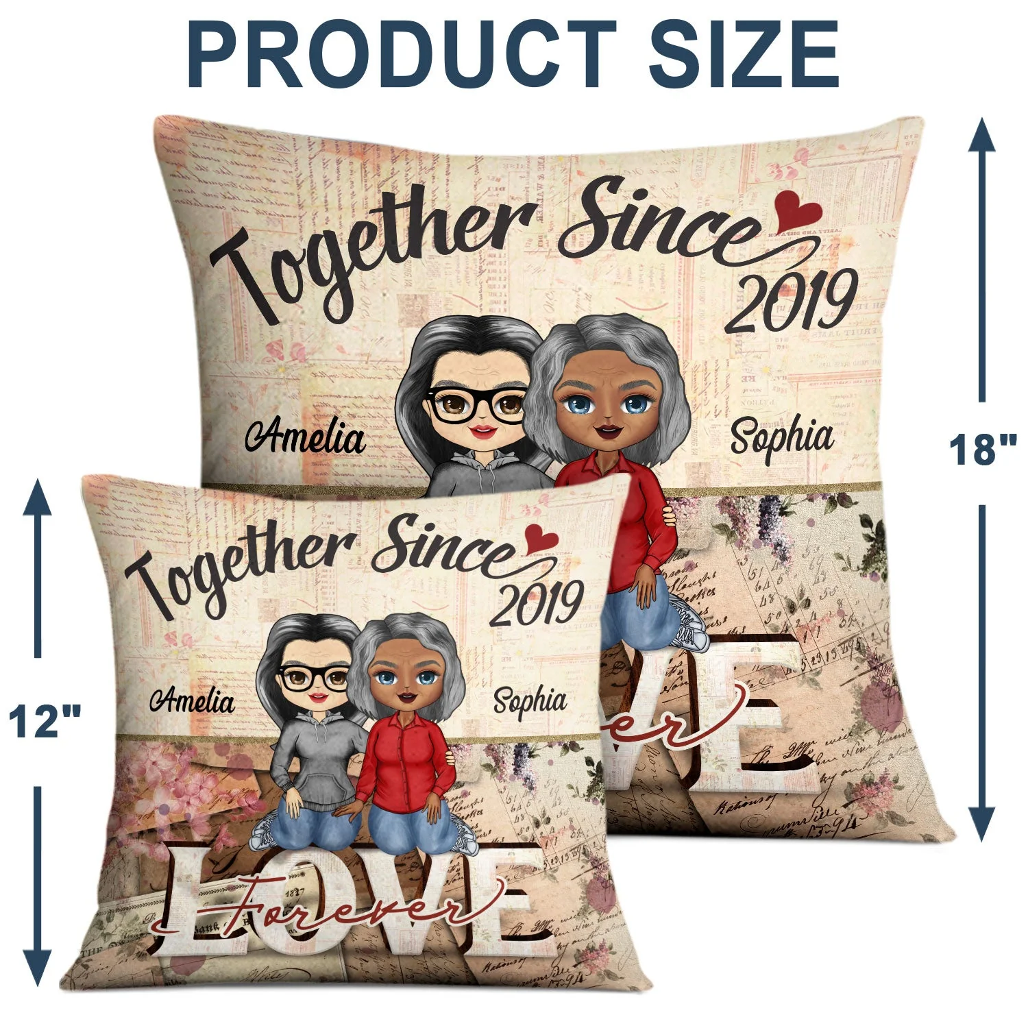 Together Since Love Forever Husband Wife - Couple Gift - Personalized Custom Pillow - Image 4