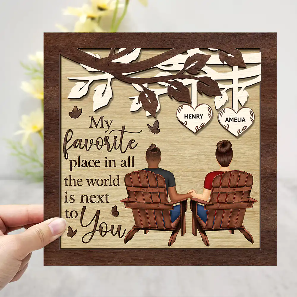 Together They Built A Life That They Loved - Personalized 2-Layered Wooden Plaque With Stand - Image 3