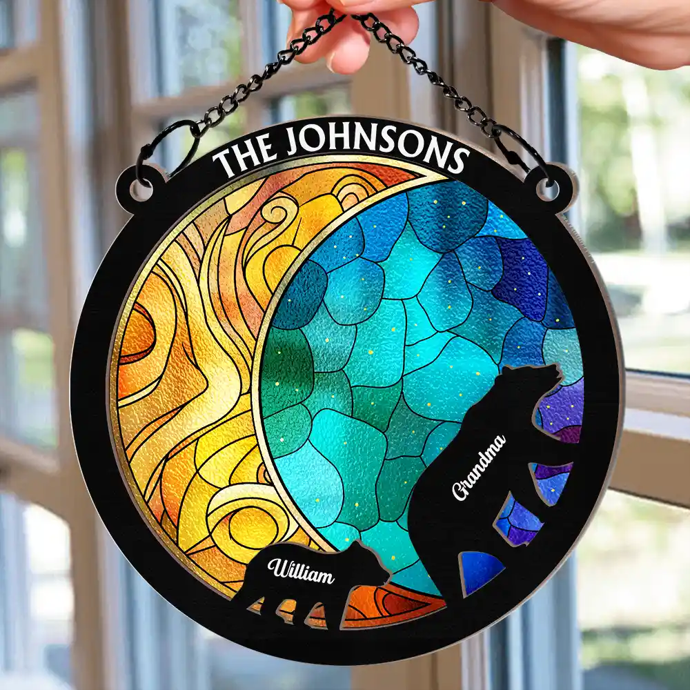 Together We Make A Family Bear - Personalized Window Hanging Suncatcher Ornament - Image 2