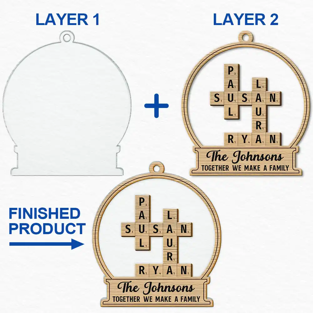 Together We Make A Family Crossword Scrabble - Personalized 2-Layered Mix Ornament - Image 6