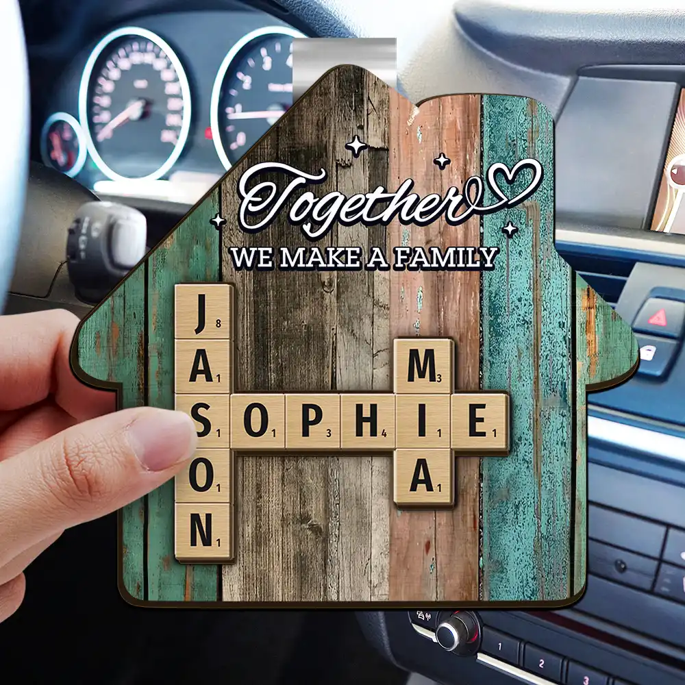 Together We Make A Family Crossword Scrabble - Personalized Custom Shaped Car Visor Clip - Image 3