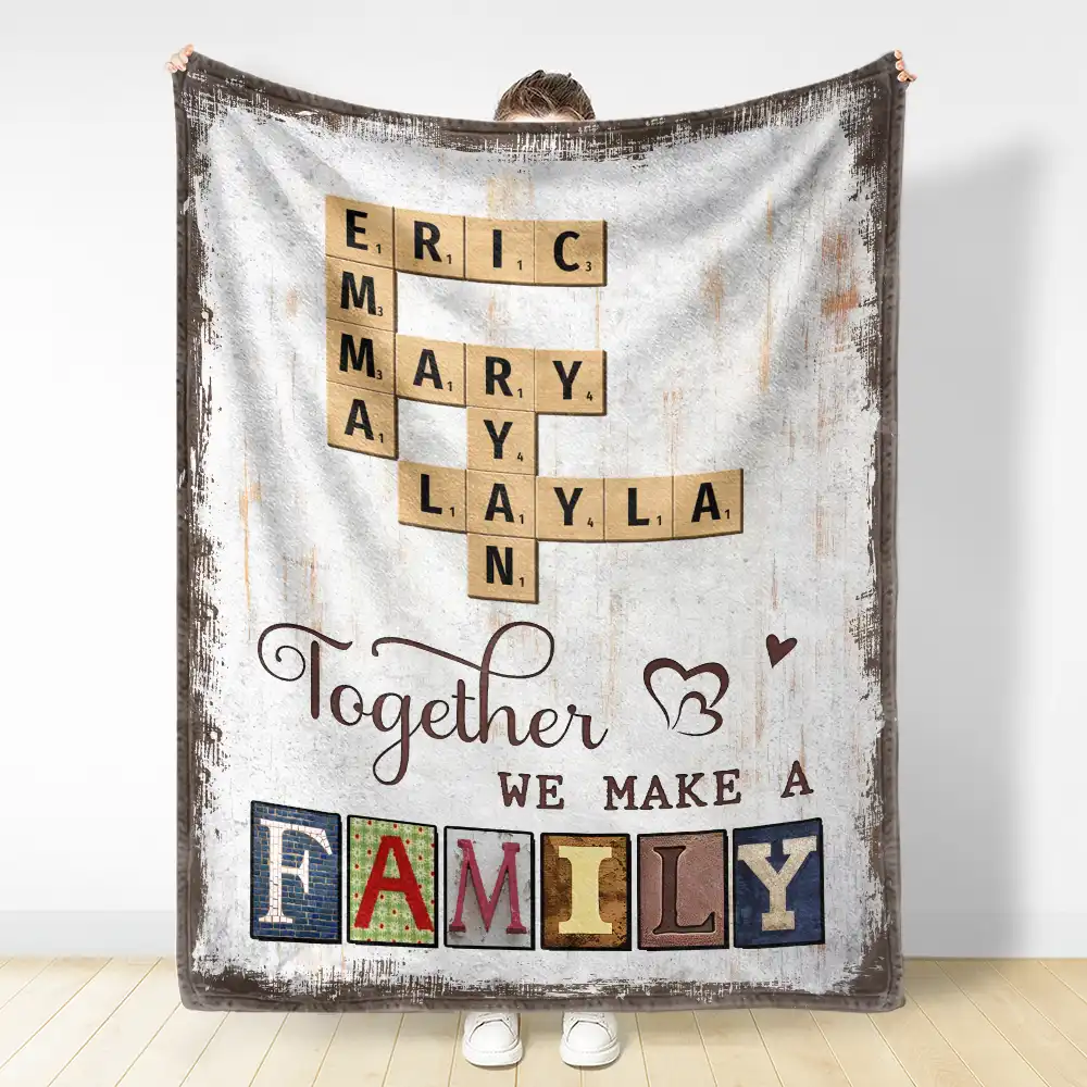Together We Make A Family Crossword Scrabble - Personalized Fleece Blanket, Sherpa Blanket - Image 4