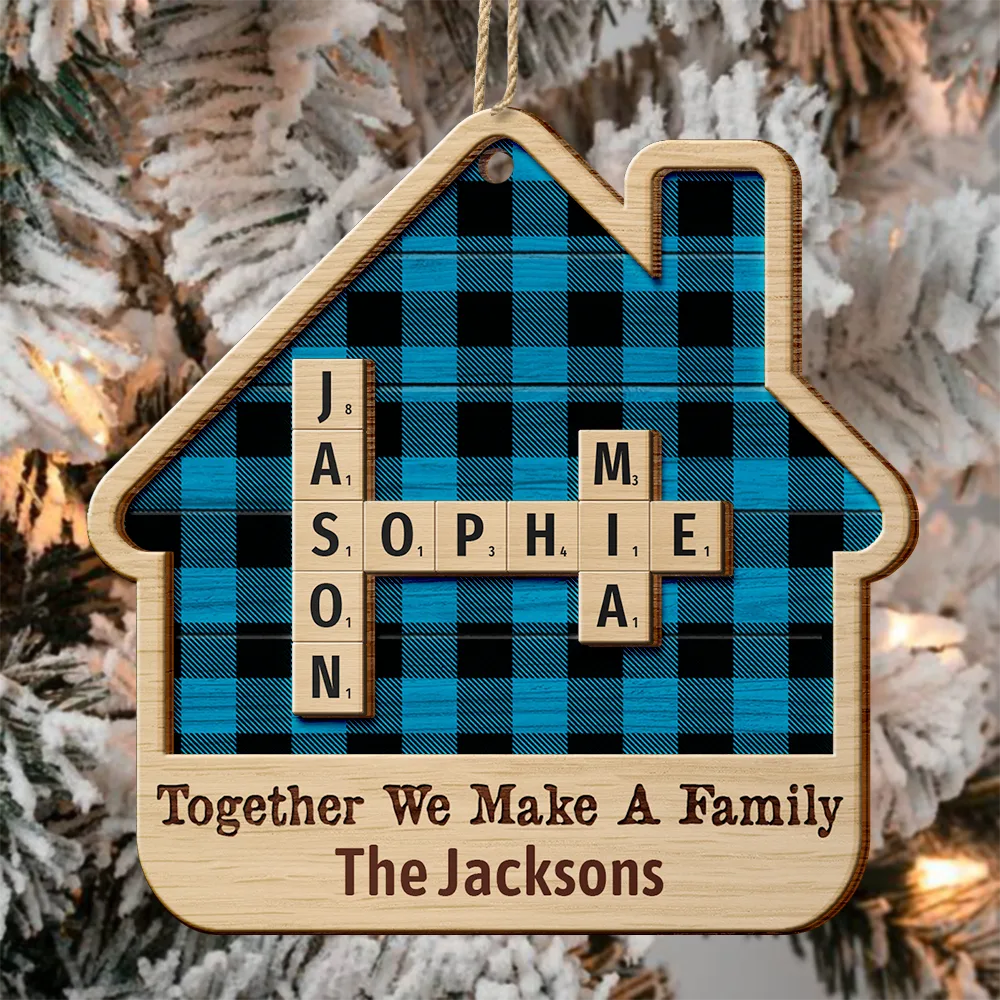 Together We Make A Family House Crossword Scrabble - Personalized 2-Layered Wooden Ornament - Image 4