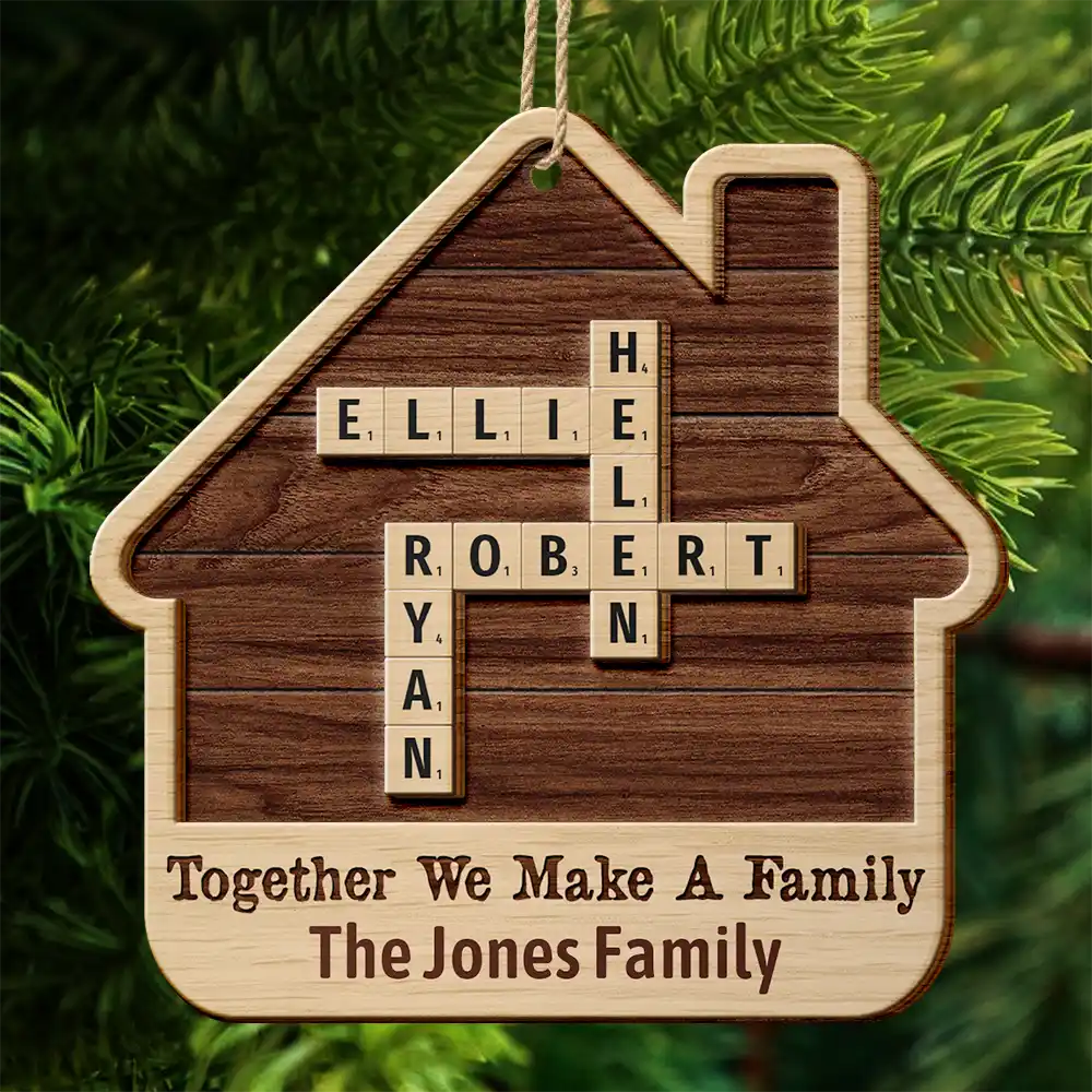 Together We Make A Family House Crossword Scrabble - Personalized 2-Layered Wooden Ornament - Image 5