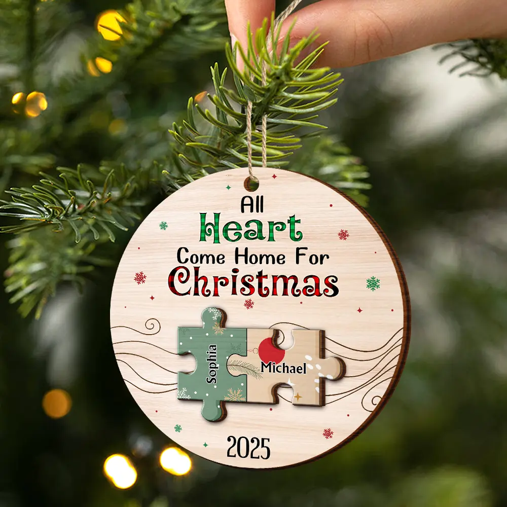 Together We Make A Family - Personalized 2-Layered Wooden Ornament - Image 2