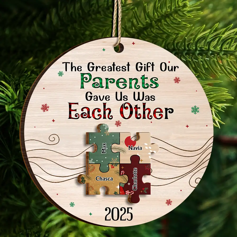 Together We Make A Family - Personalized 2-Layered Wooden Ornament - Image 4