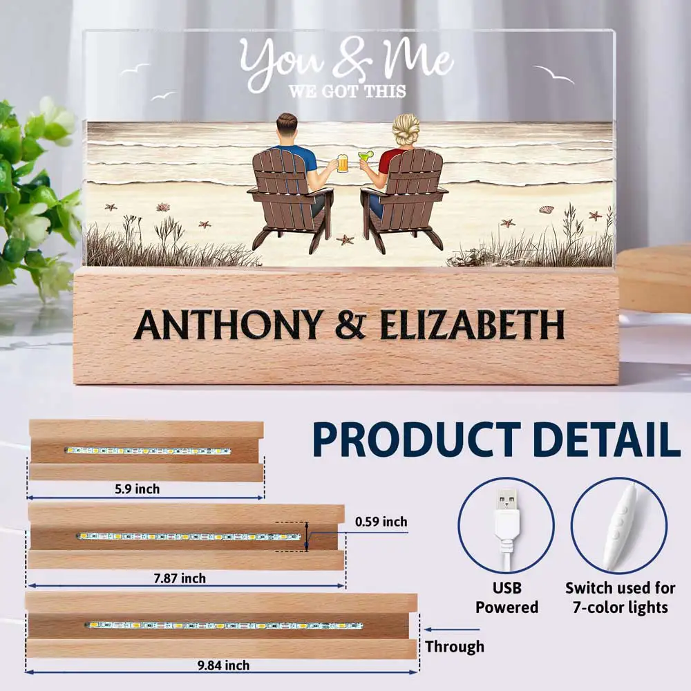 Together You And Me We Got This - Personalized Rectangle LED Light - Image 6