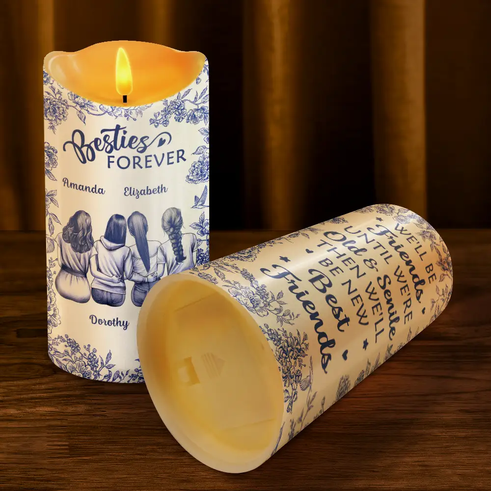 Toile Besties Our Friendship Is Endless - Personalized Flameless LED Candle - Image 4