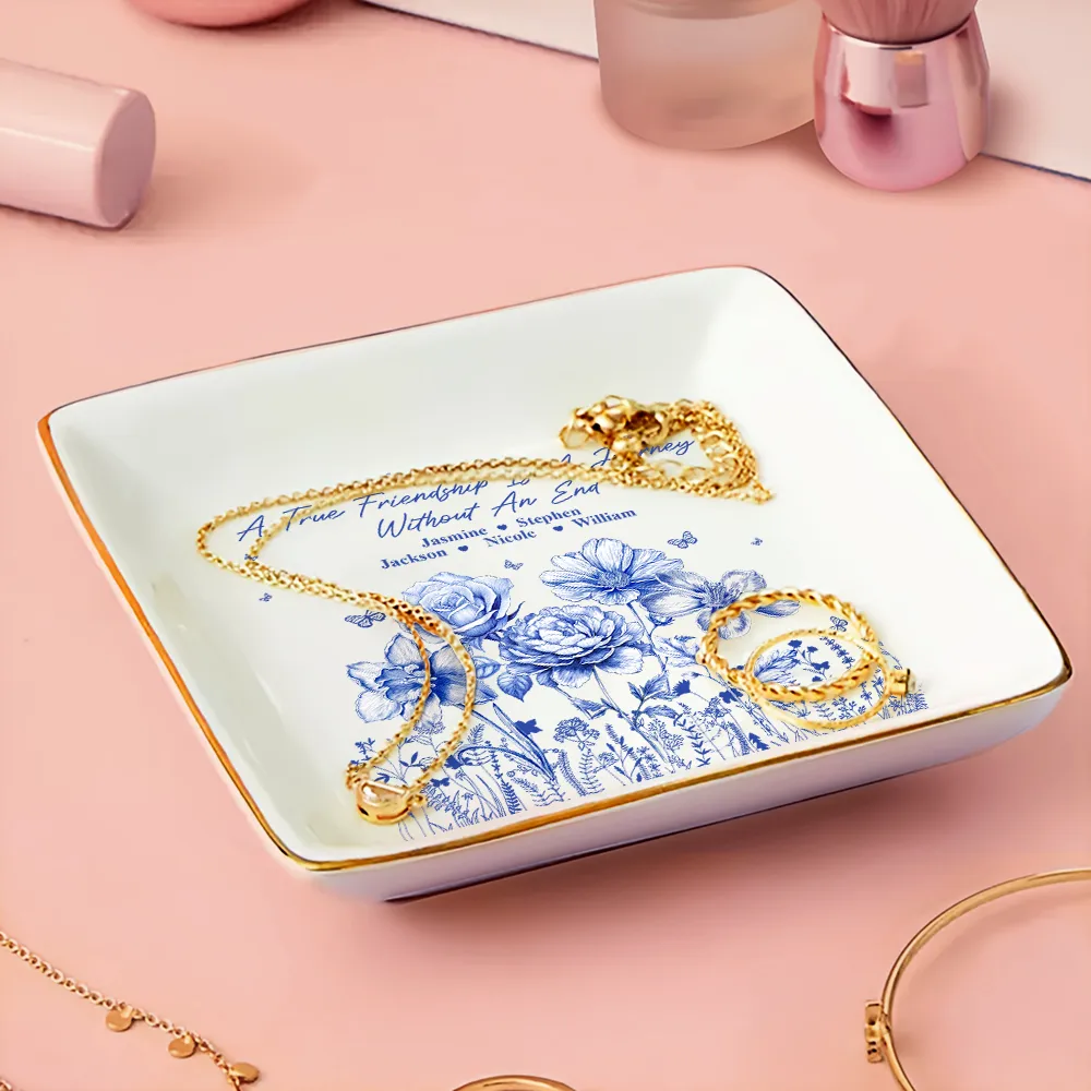 Toile Birth Flower It Takes A Long Time To Grow An Old Friend - Personalized Ring Dish - Image 3