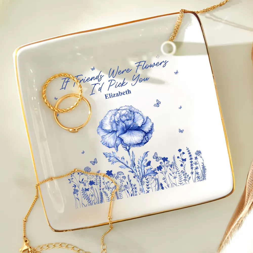 Toile Birth Flower It Takes A Long Time To Grow An Old Friend - Personalized Ring Dish - Image 4