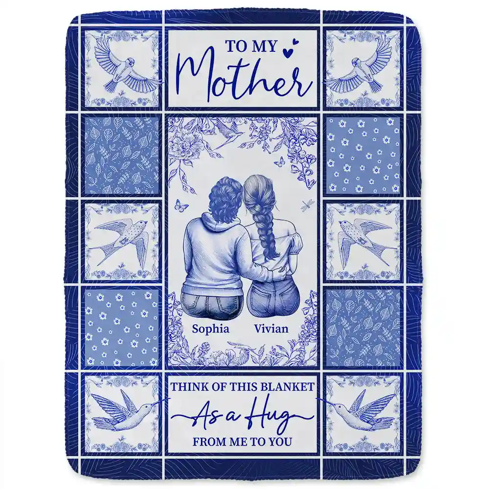 Toile De Jouy A Hug From Me - Personalized Fleece Blanket, Sherpa Blanket - Image 2