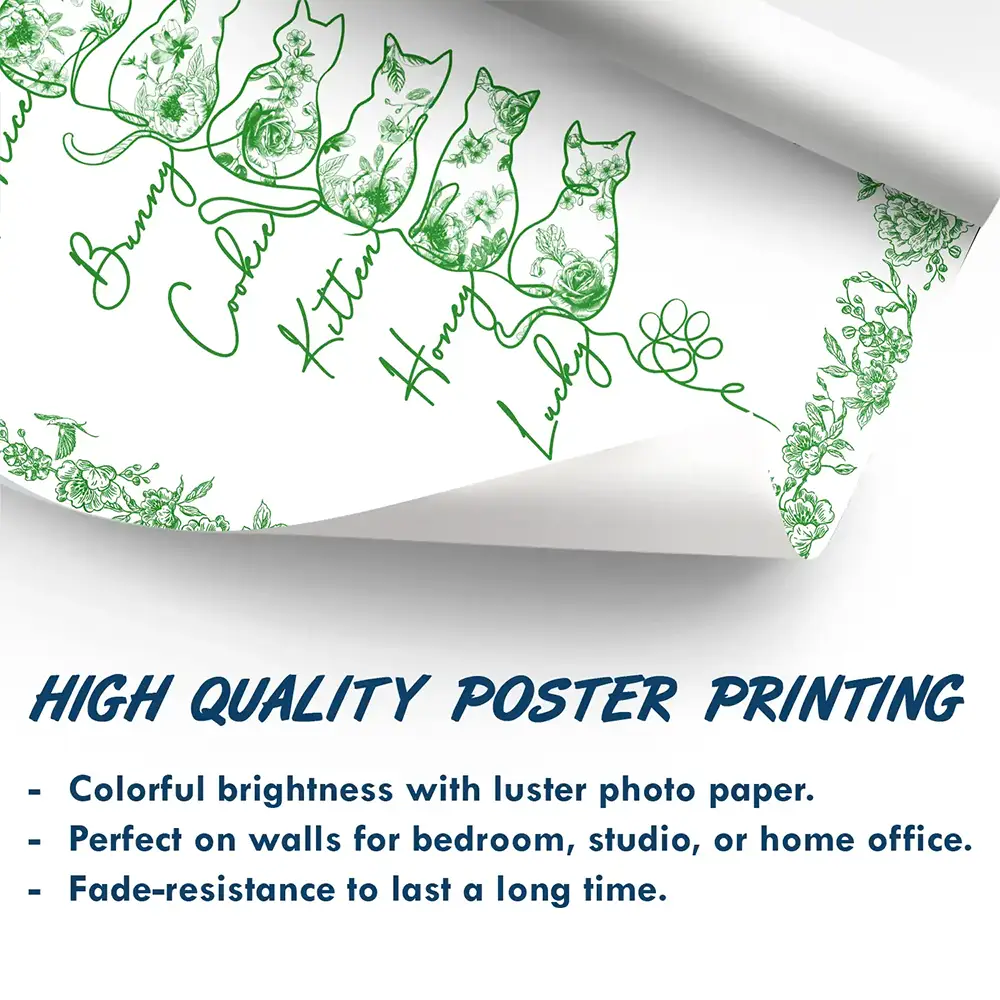 Toile De Jouy Adorable Cat Line - Personalized Poster - Image 5