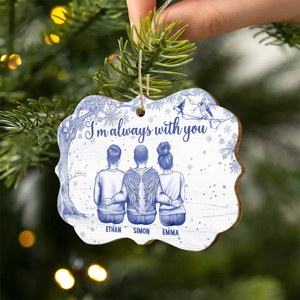 Toile De Jouy Angel Always With You - Personalized Custom Shaped Wooden Ornament - Image 2