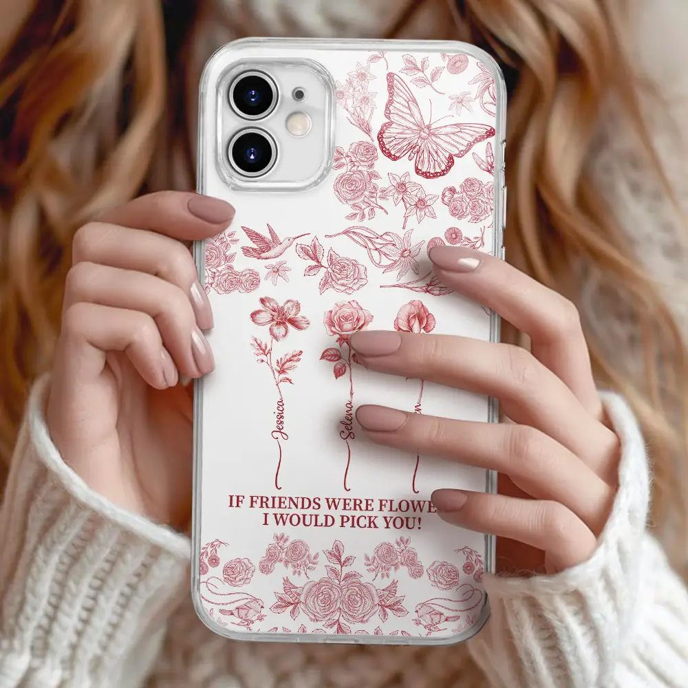 Toile De Jouy Birth Flower Grow An Old Friend - Personalized Clear Phone Case - Image 2