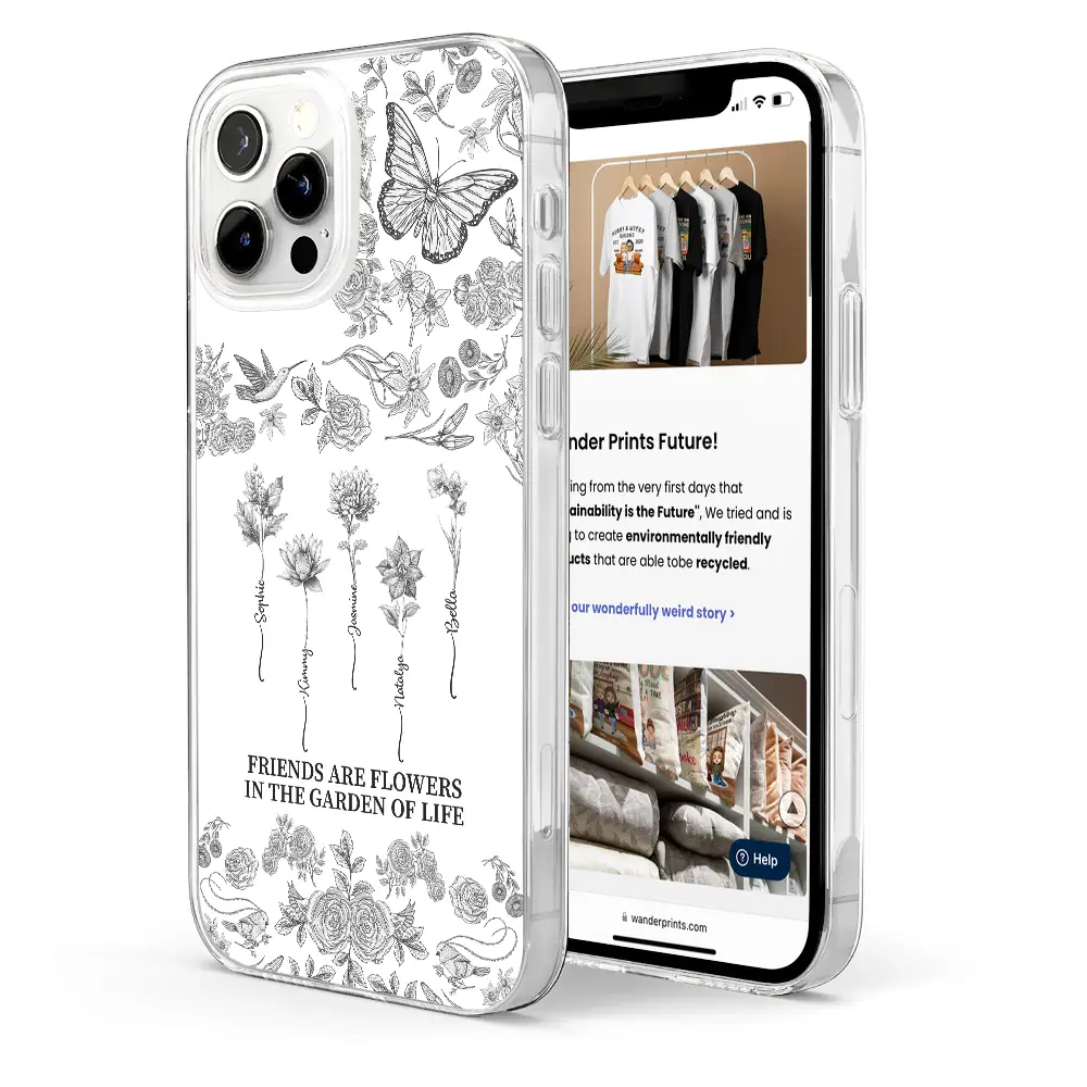 Toile De Jouy Birth Flower Grow An Old Friend - Personalized Clear Phone Case - Image 4