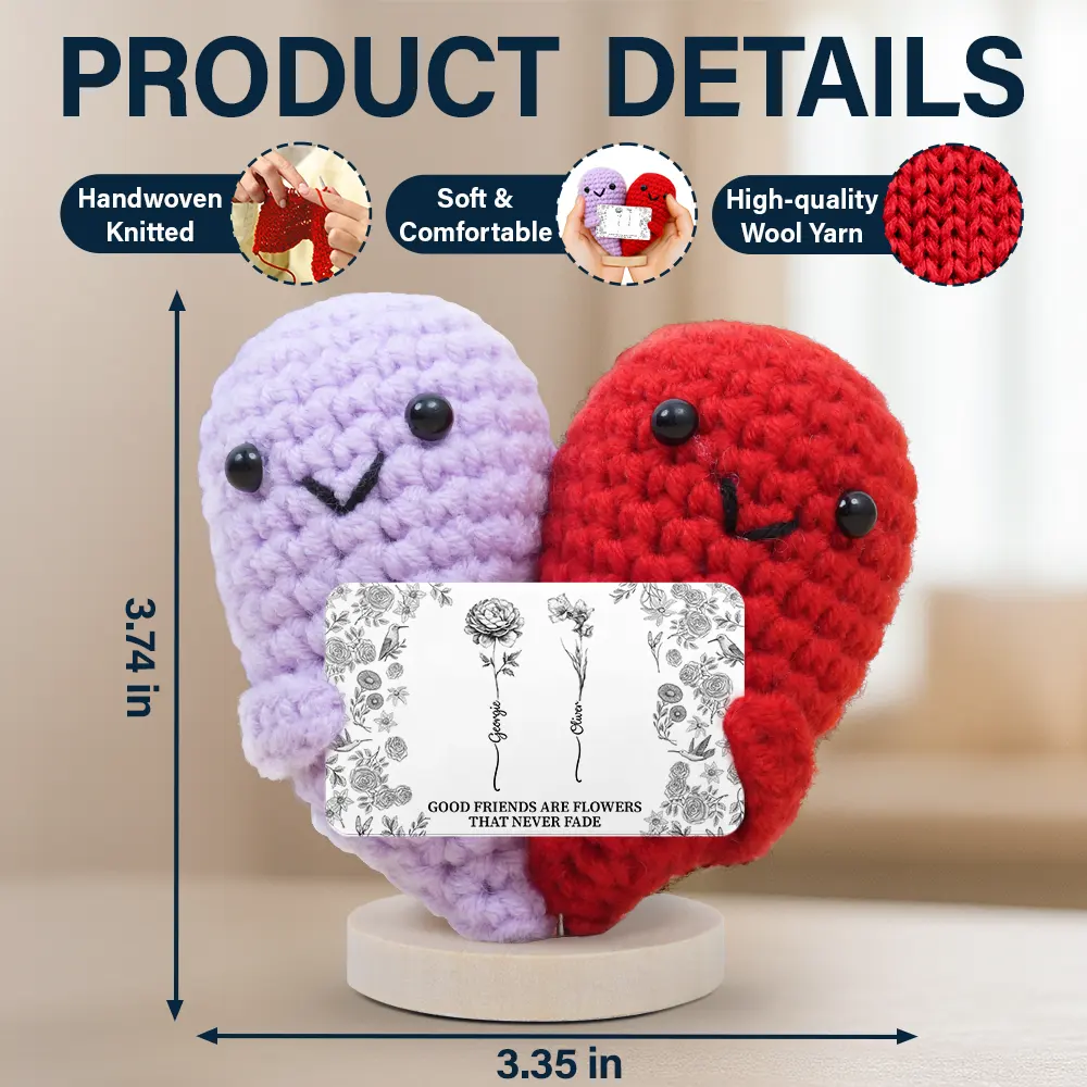 Toile De Jouy Birth Flower Grow An Old Friend - Personalized Doll Crochet With Custom Card - Image 4
