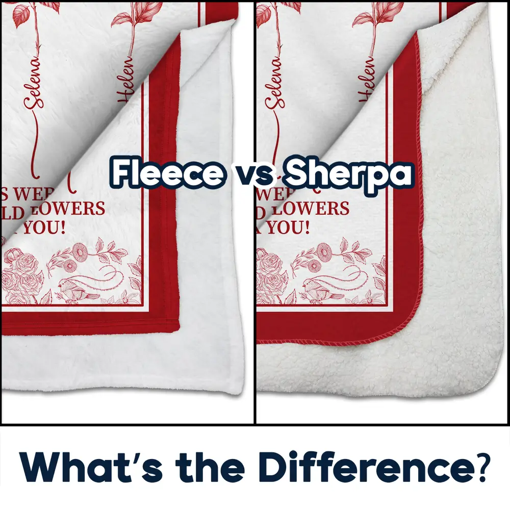 Toile De Jouy Birth Flower Grow An Old Friend - Personalized Fleece Blanket, Sherpa Blanket - Image 4