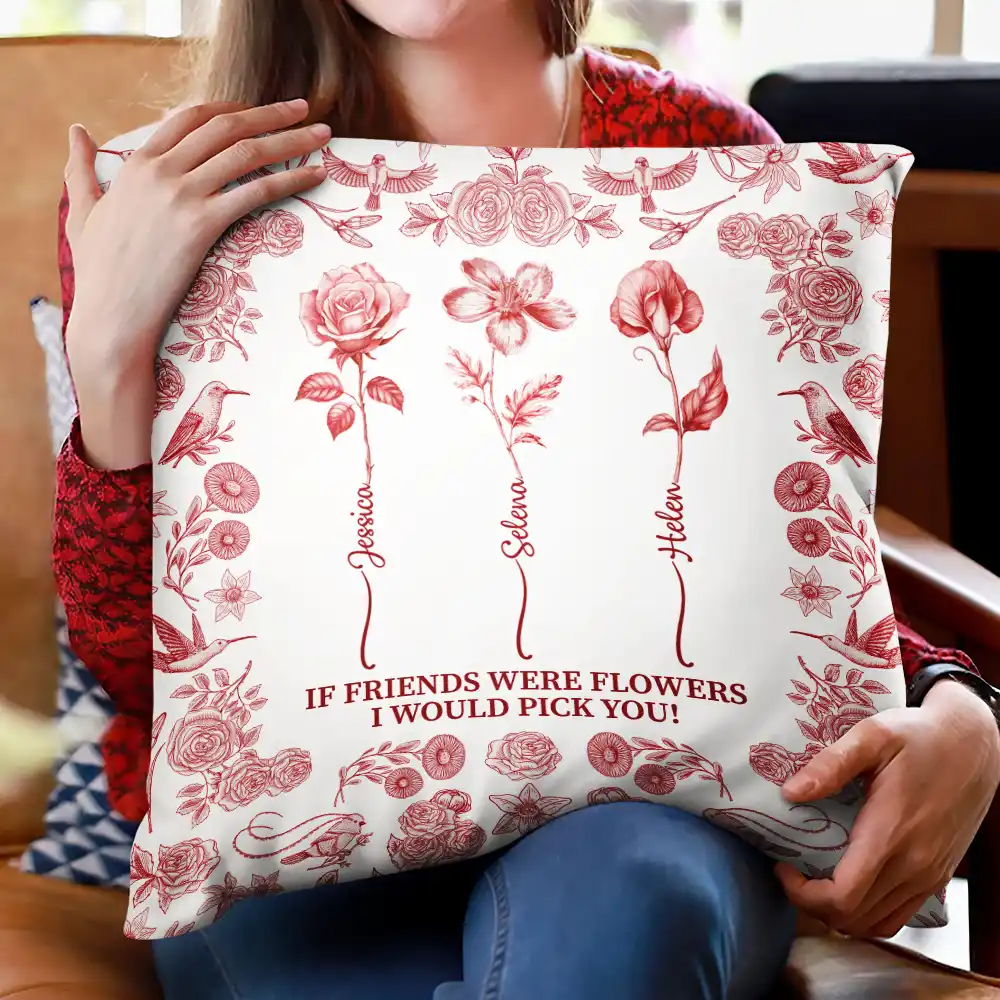Toile De Jouy Birth Flower Grow An Old Friend - Personalized Pillow - Image 2