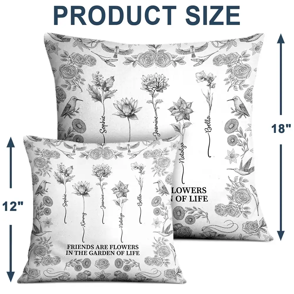 Toile De Jouy Birth Flower Grow An Old Friend - Personalized Pillow - Image 4