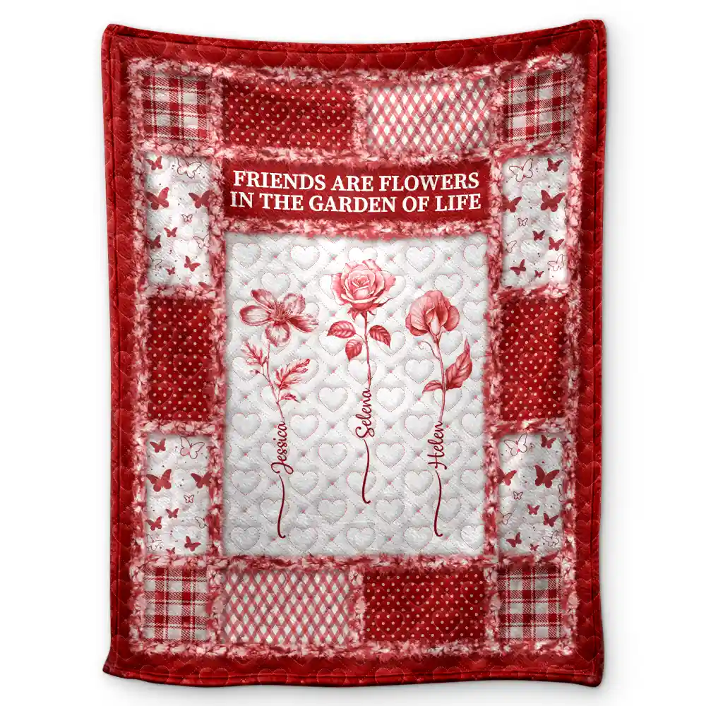 Toile De Jouy Birth Month Flower Grow An Old Friend - Personalized Fleece Blanket, Sherpa Blanket - Image 2