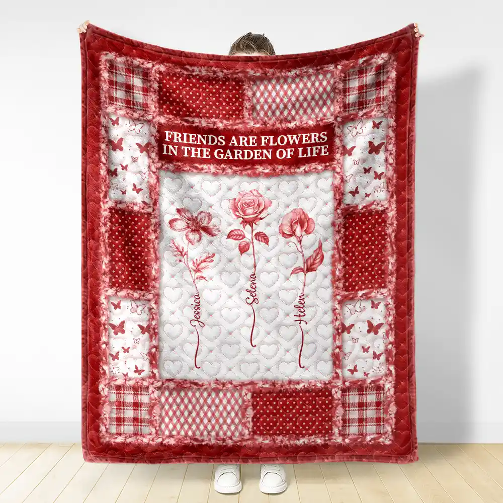 Toile De Jouy Birth Month Flower Grow An Old Friend - Personalized Fleece Blanket, Sherpa Blanket - Image 5