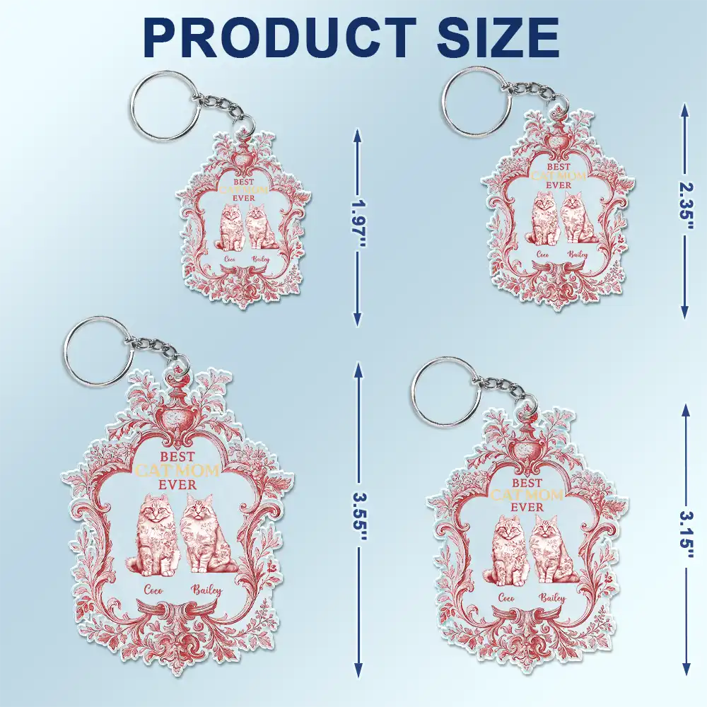 Toile De Jouy Cat Mom - Personalized Acrylic Keychain - Image 5