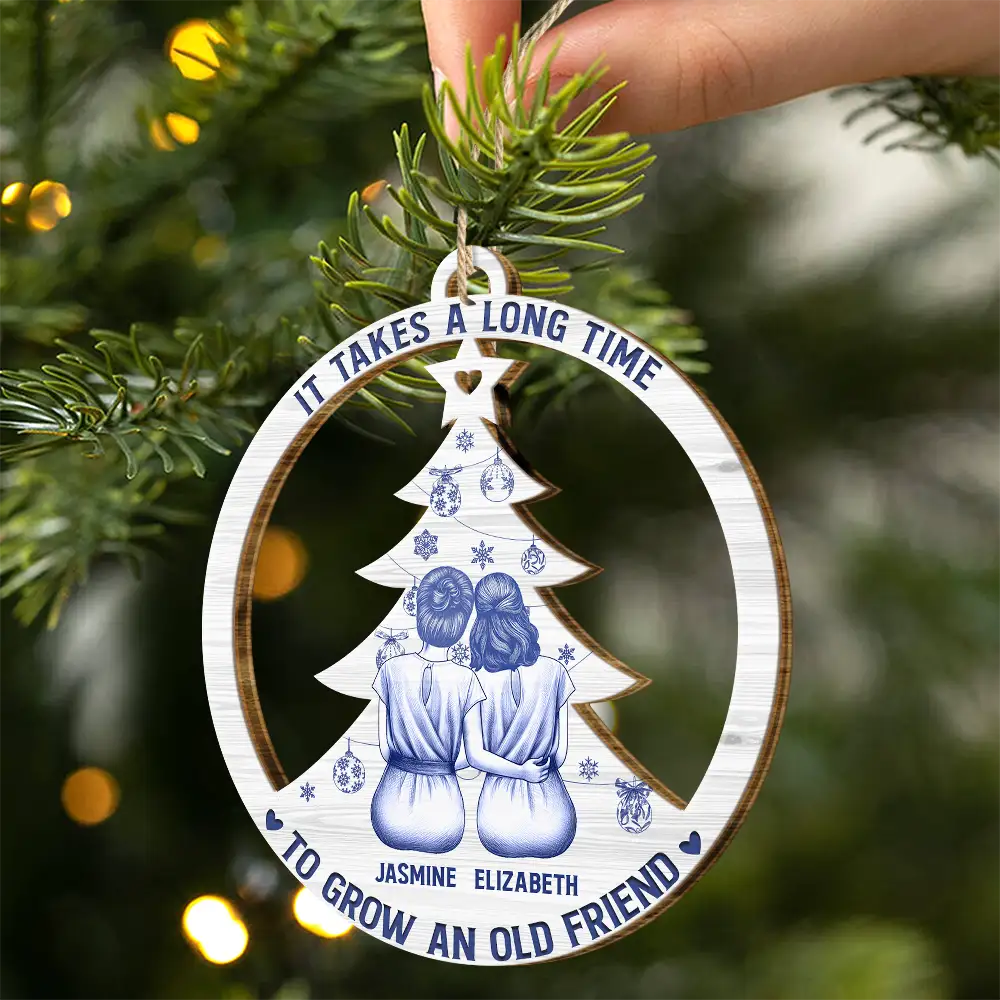 Toile De Jouy Christmas Grow An Old Friend - Personalized Custom Shaped Wooden Ornament - Image 2