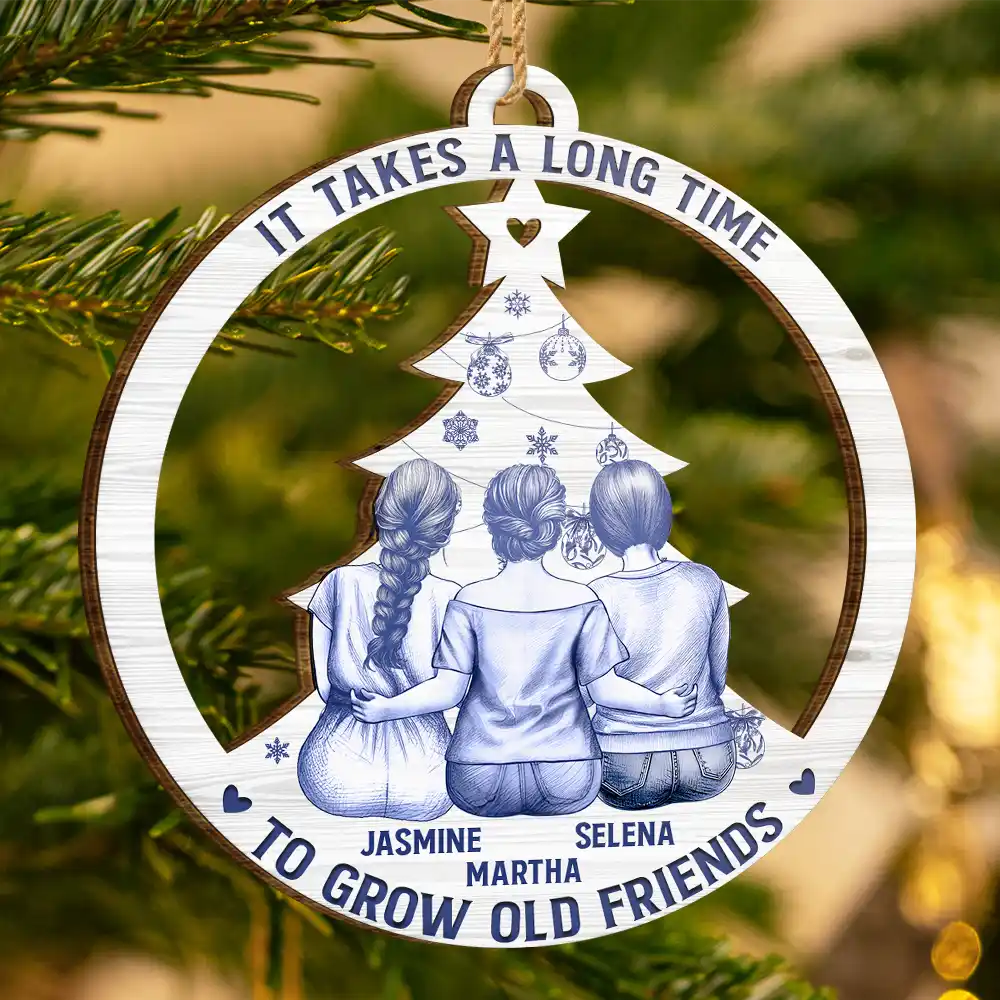 Toile De Jouy Christmas Grow An Old Friend - Personalized Custom Shaped Wooden Ornament - Image 3