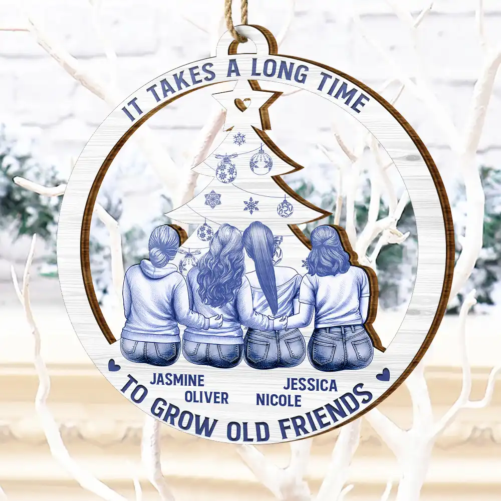 Toile De Jouy Christmas Grow An Old Friend - Personalized Custom Shaped Wooden Ornament - Image 4