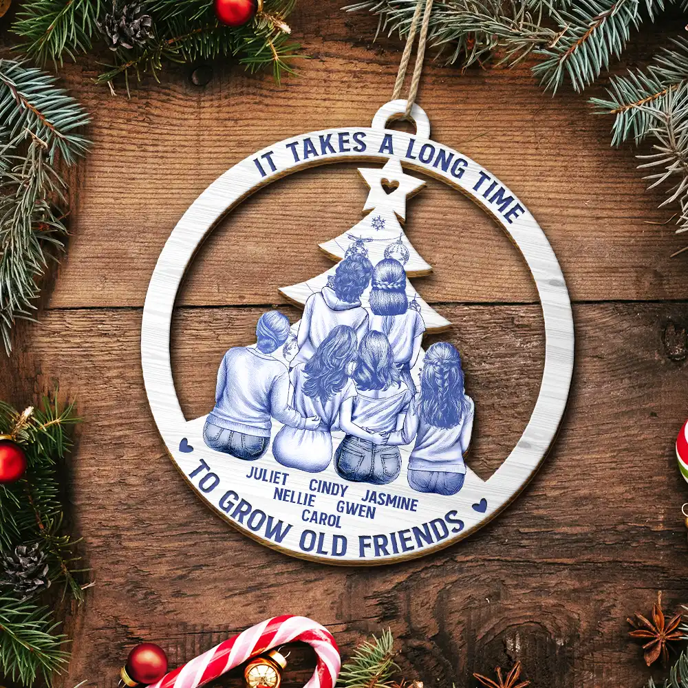 Toile De Jouy Christmas Grow An Old Friend - Personalized Custom Shaped Wooden Ornament - Image 5